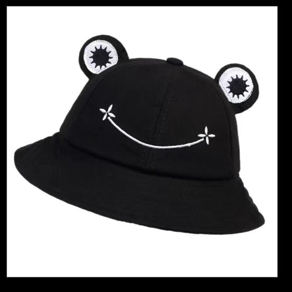 ADORABLE frog bucket hat I have pink and black one. Fits most all sizes. - Picture 4 of 9